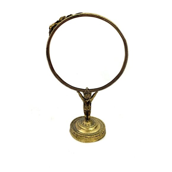 Vanity Mirror Double Faced Brass Cherub Design Victorian Style Antique Decor - Picture 4 of 7